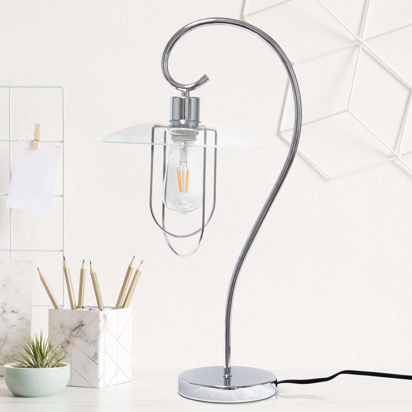 All The Rages Lalia Home Chrome Modern Metal Scroll Table Lamp