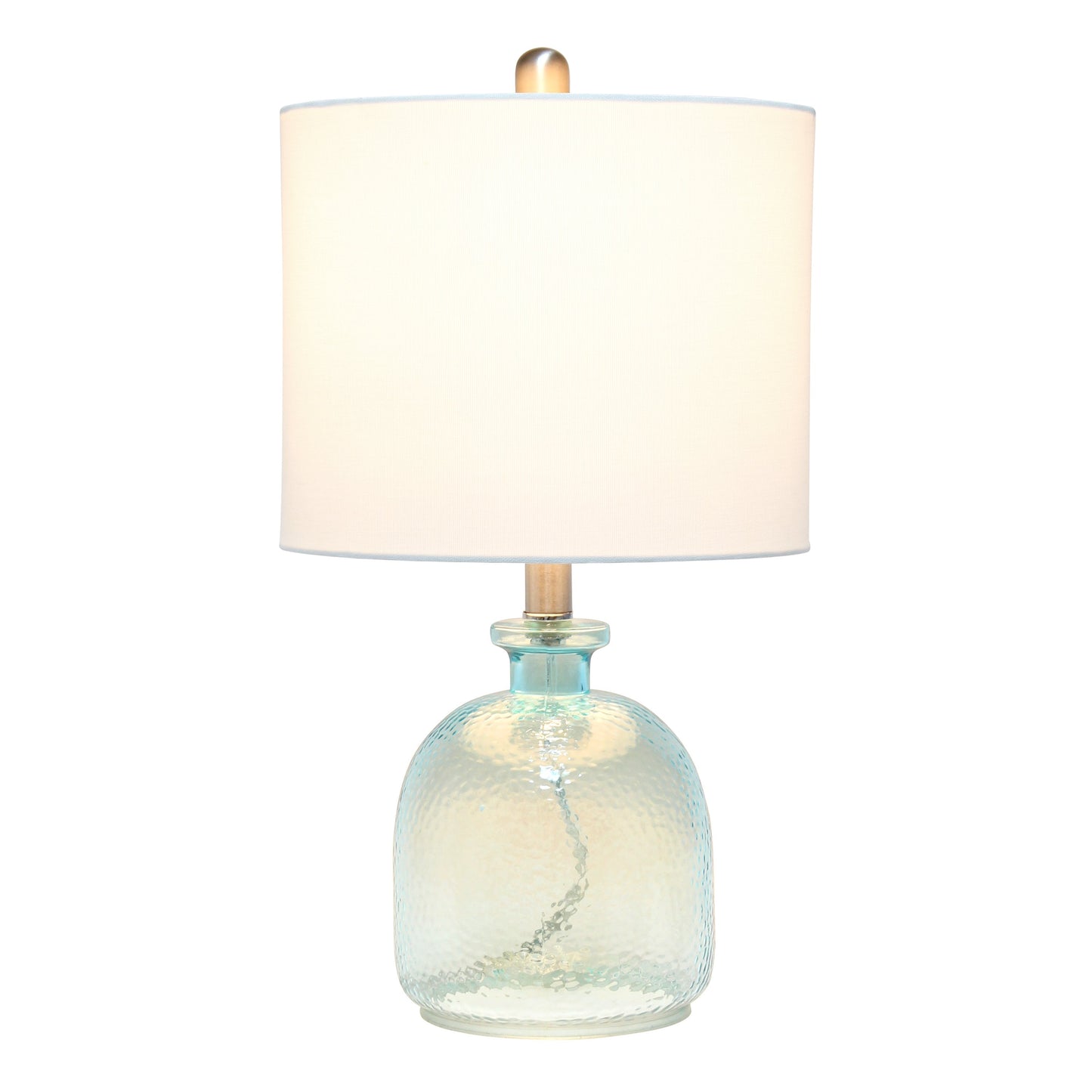 All The Rages Lalia Home Clear Blue Hammered Glass Jar Table Lamp With White Linen Shade