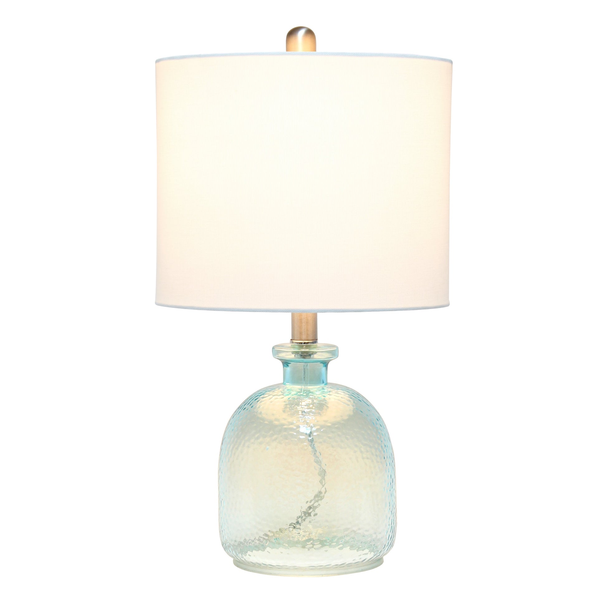 All The Rages Lalia Home Clear Blue Hammered Glass Jar Table Lamp With White Linen Shade