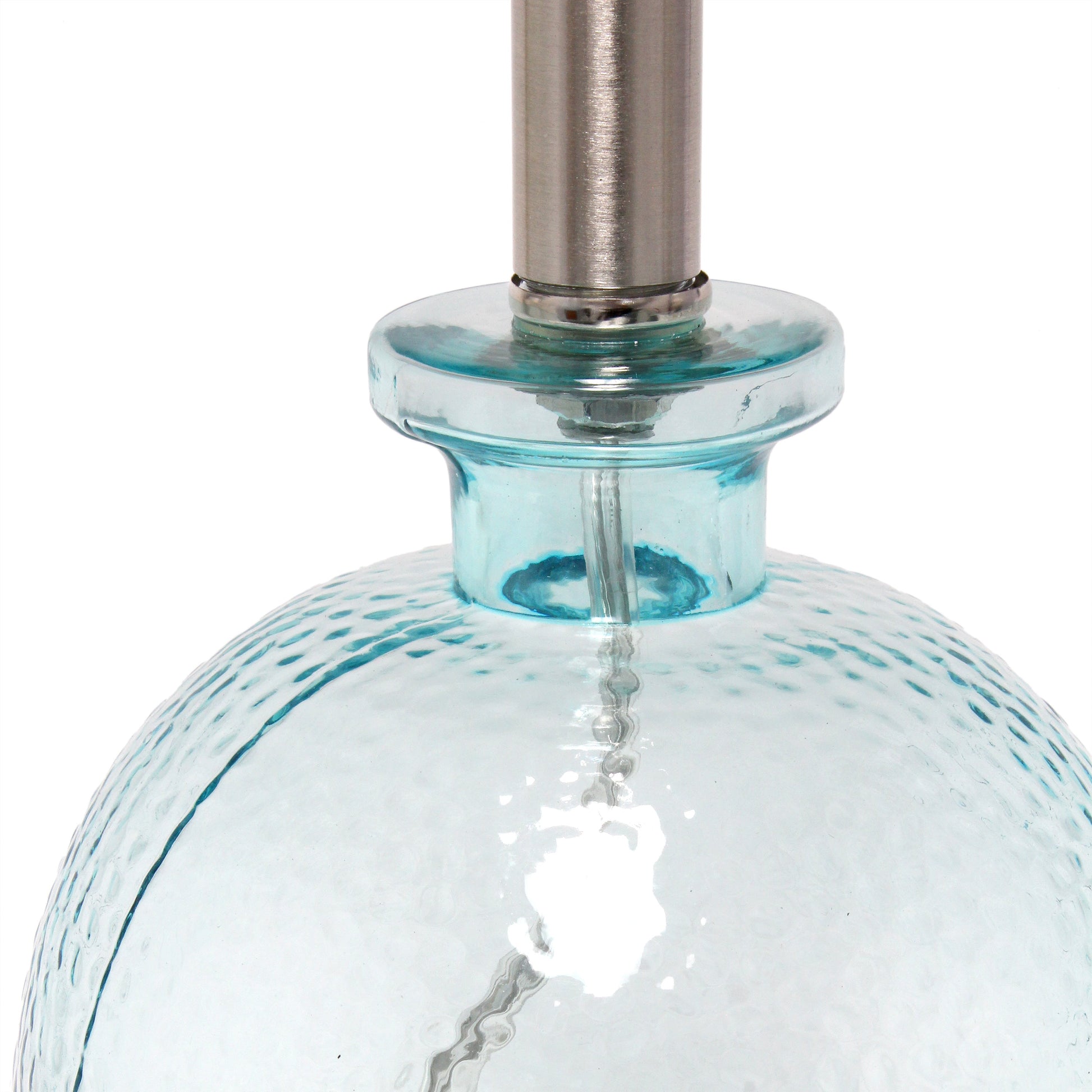 All The Rages Lalia Home Clear Blue Hammered Glass Jar Table Lamp With White Linen Shade