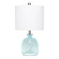All The Rages Lalia Home Clear Blue Hammered Glass Jar Table Lamp With White Linen Shade