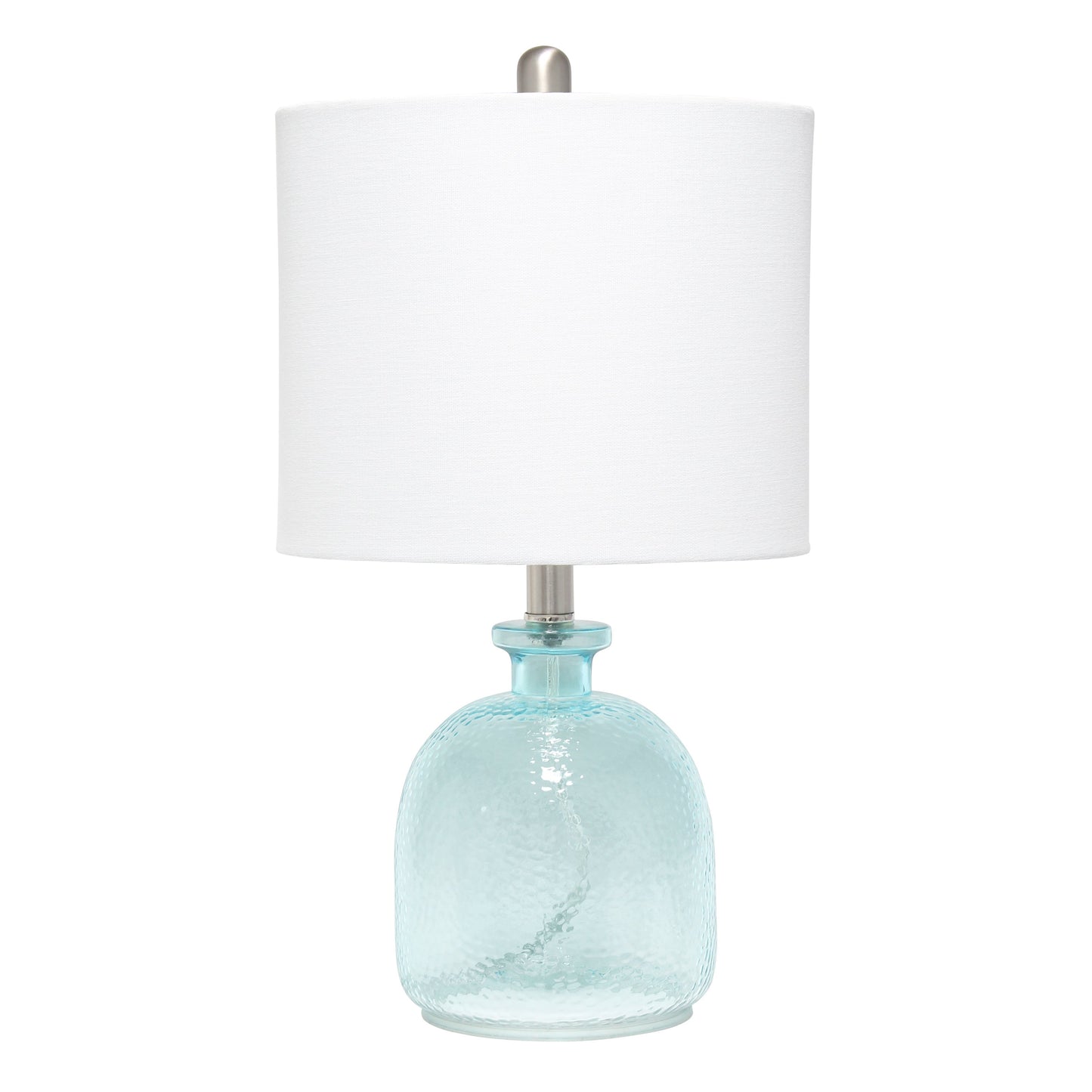 All The Rages Lalia Home Clear Blue Hammered Glass Jar Table Lamp With White Linen Shade