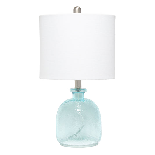 All The Rages Lalia Home Clear Blue Hammered Glass Jar Table Lamp With White Linen Shade