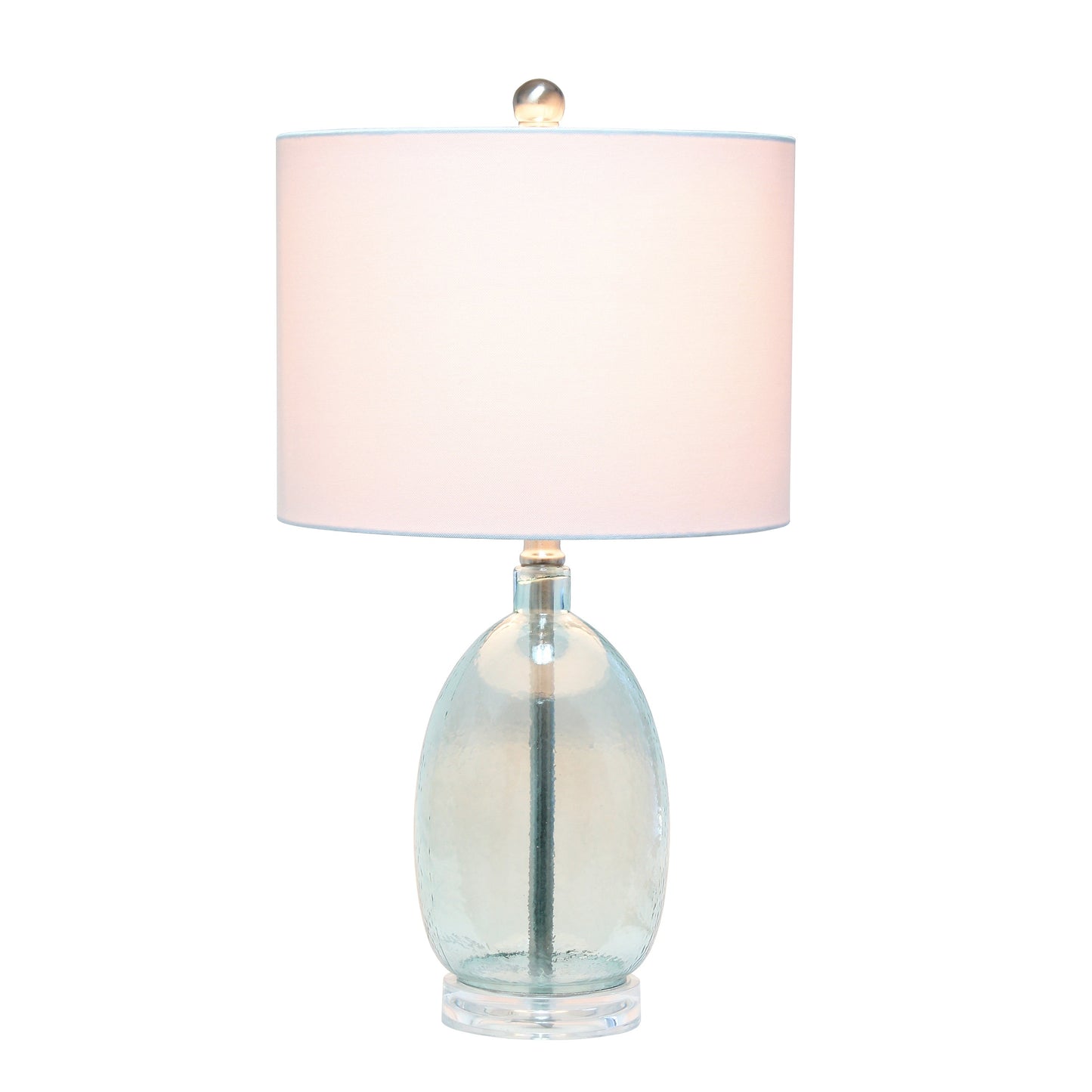 All The Rages Lalia Home Clear Blue Oval Glass Table Lamp With White Drum Shade