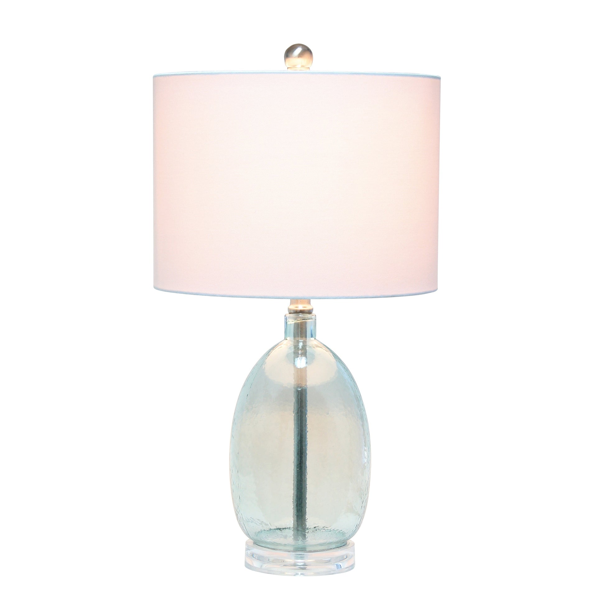 All The Rages Lalia Home Clear Blue Oval Glass Table Lamp With White Drum Shade