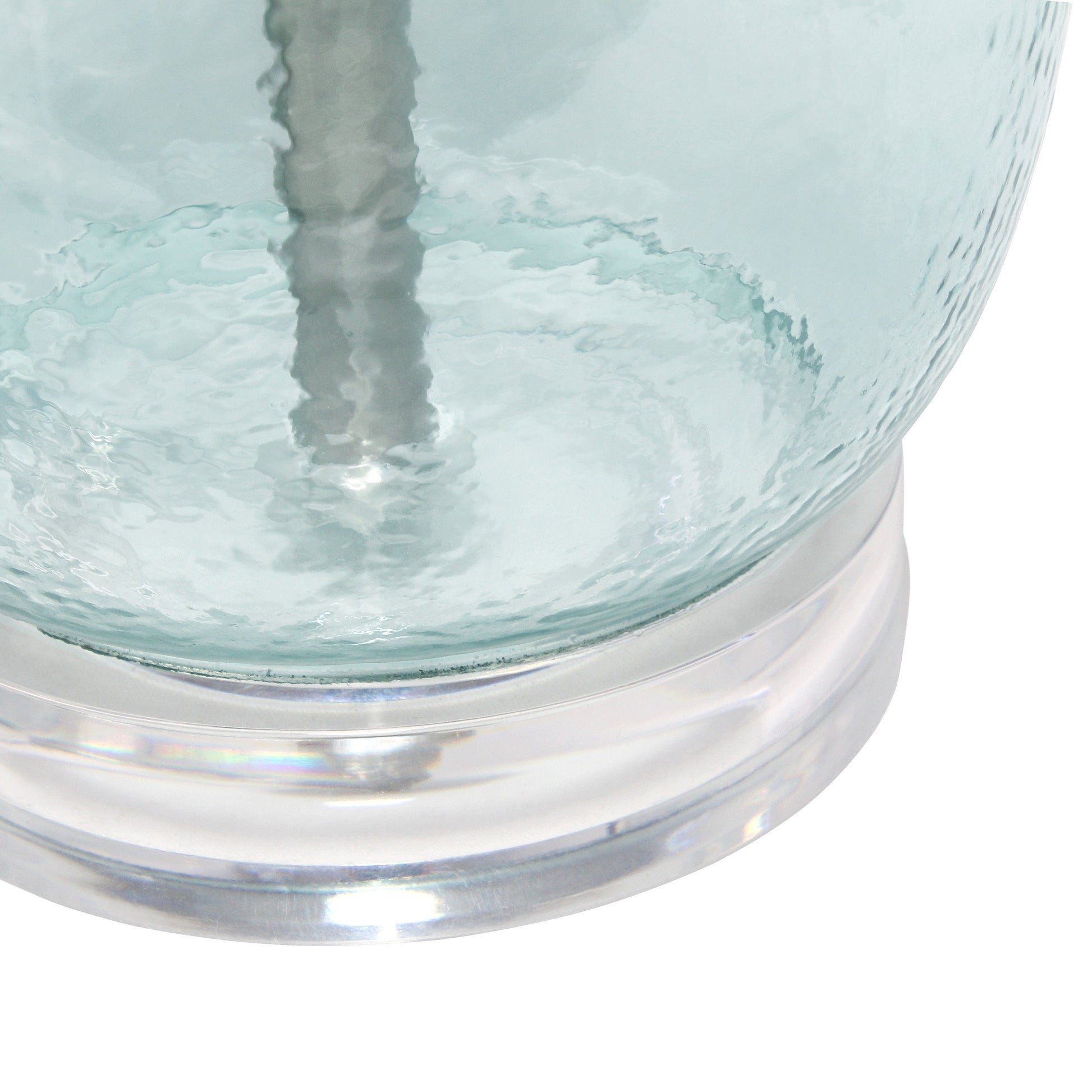 All The Rages Lalia Home Clear Blue Oval Glass Table Lamp With White Drum Shade