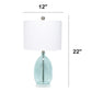 All The Rages Lalia Home Clear Blue Oval Glass Table Lamp With White Drum Shade