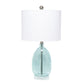 All The Rages Lalia Home Clear Blue Oval Glass Table Lamp With White Drum Shade