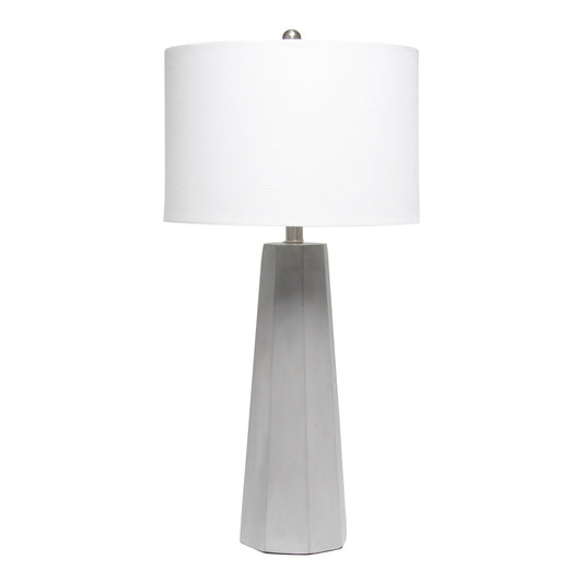 All The Rages Lalia Home Concrete Pillar Table Lamp With White Fabric Shade