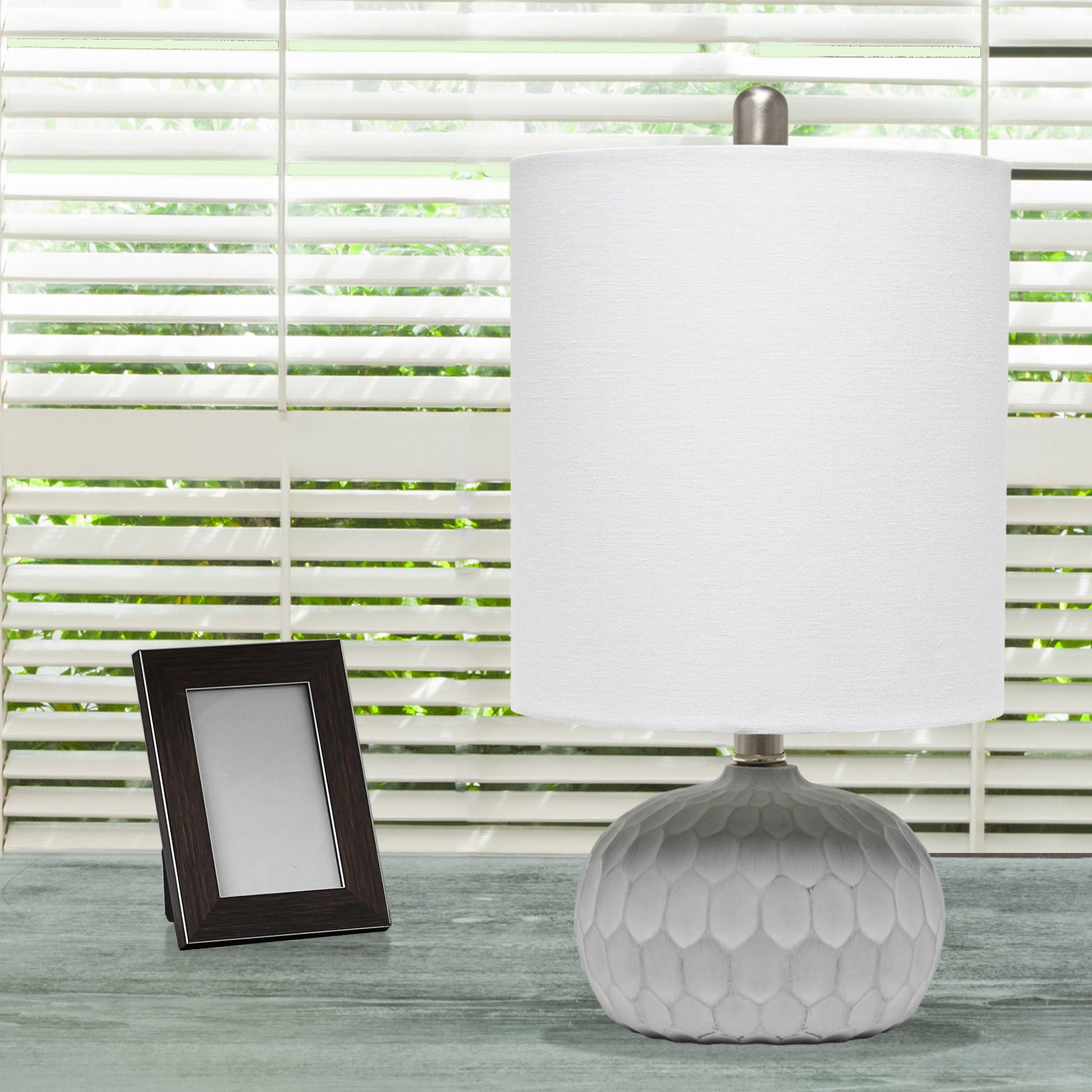All The Rages Lalia Home Concrete Thumbprint Table Lamp With White Fabric Shade