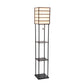 All The Rages Lalia Home Dark Wood Metal Etagere Floor Lamp With Storage Shelves & Linen Shade