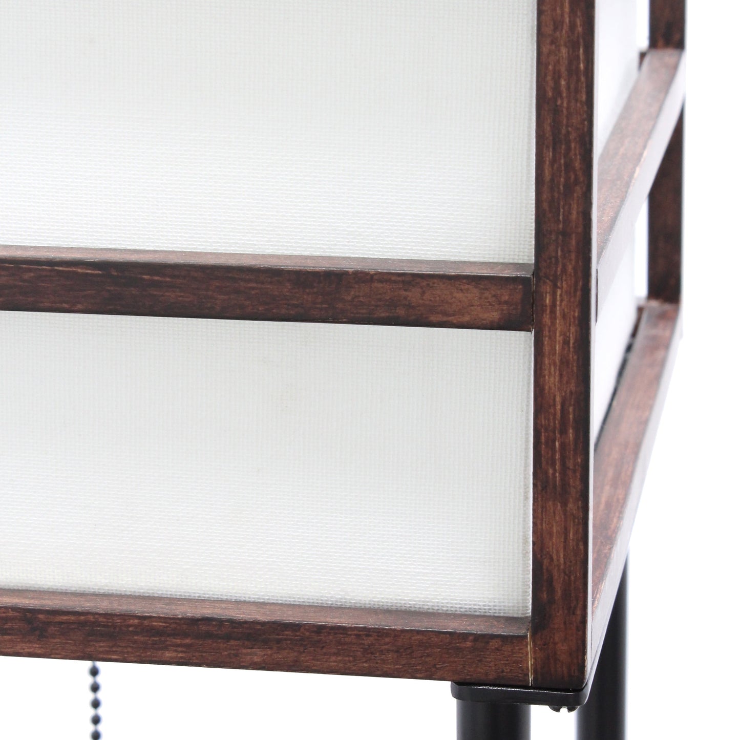 All The Rages Lalia Home Dark Wood Metal Etagere Floor Lamp With Storage Shelves & Linen Shade