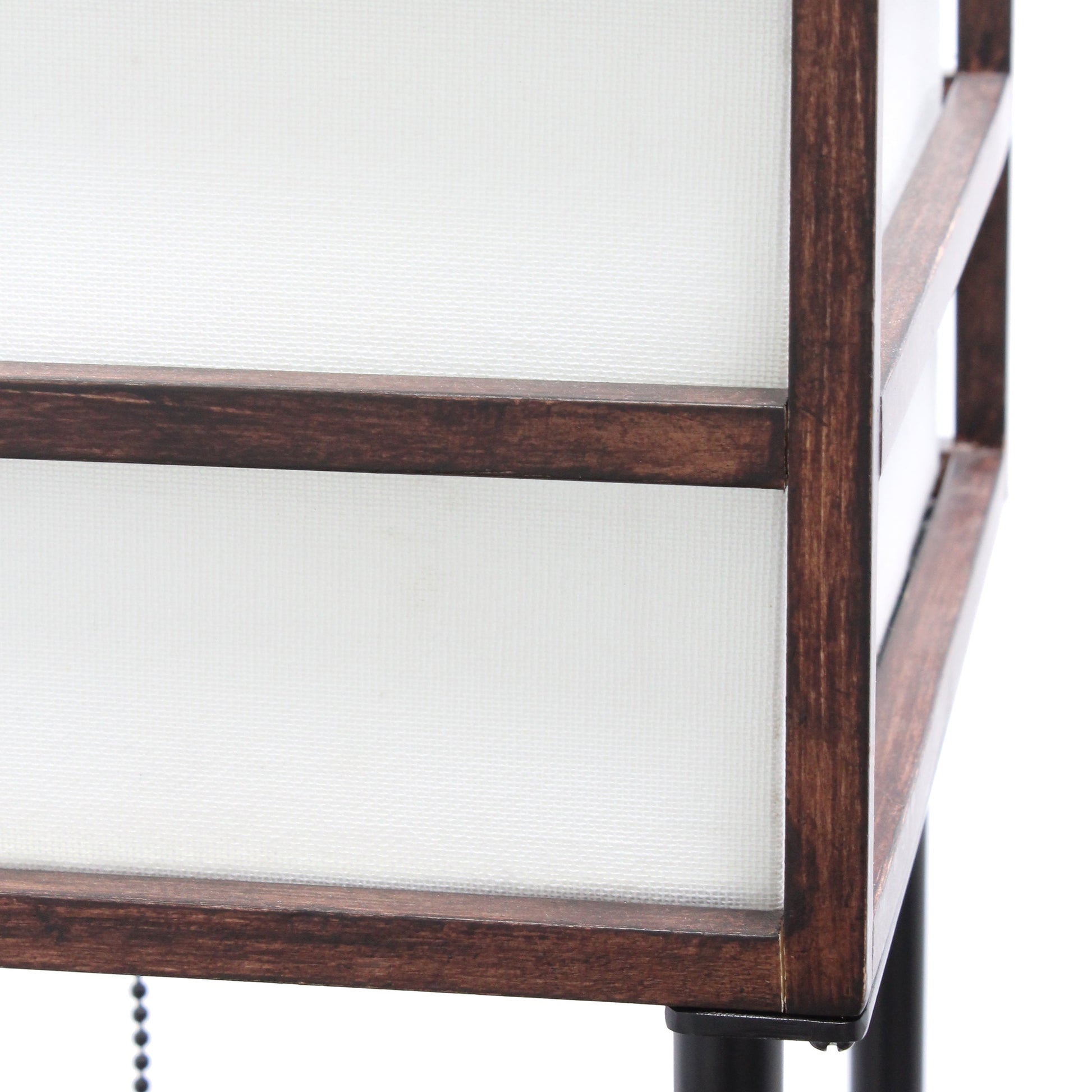 All The Rages Lalia Home Dark Wood Metal Etagere Floor Lamp With Storage Shelves & Linen Shade
