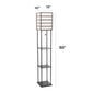 All The Rages Lalia Home Dark Wood Metal Etagere Floor Lamp With Storage Shelves & Linen Shade