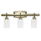 All The Rages Lalia Home Essentix Antique Brass 3-Light Contemporary Vanity Light With Opaque White Glass Shades