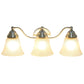 All The Rages Lalia Home Essentix Antique Brass 3-Light Curved Metal Vanity Light With Alabaster White Glass Shades