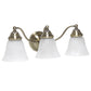 All The Rages Lalia Home Essentix Antique Brass 3-Light Curved Metal Vanity Light With Alabaster White Glass Shades