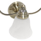 All The Rages Lalia Home Essentix Antique Brass 3-Light Curved Metal Vanity Light With Alabaster White Glass Shades