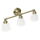 All The Rages Lalia Home Essentix Antique Brass 3-Light Metal Vanity Light With Translucent Glass Shades