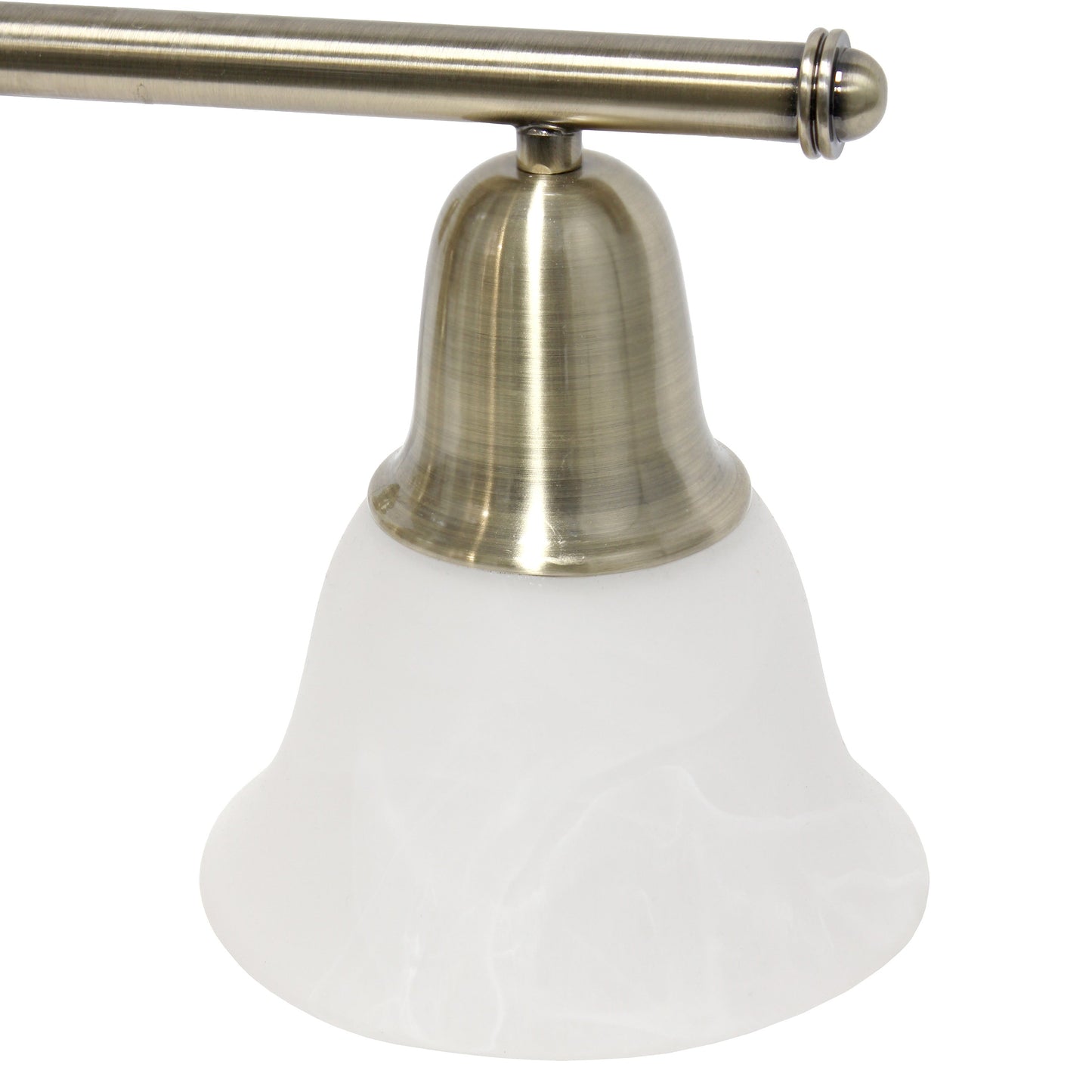 All The Rages Lalia Home Essentix Antique Brass 3-Light Vanity Light With Bell-Shaped Alabaster White Glass Shades