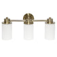 All The Rages Lalia Home Essentix Antique Brass 3-Light Vanity Light With Opaque White Glass Shades