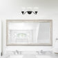 All The Rages Lalia Home Essentix Black 3-Light Curved Metal Vanity Light With Alabaster White Glass Shades