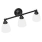 All The Rages Lalia Home Essentix Black 3-Light Metal Vanity Light With Translucent Glass Shades