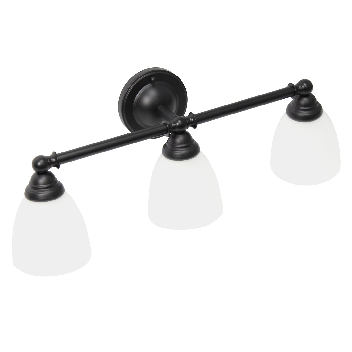 All The Rages Lalia Home Essentix Black 3-Light Metal Vanity Light With Translucent Glass Shades