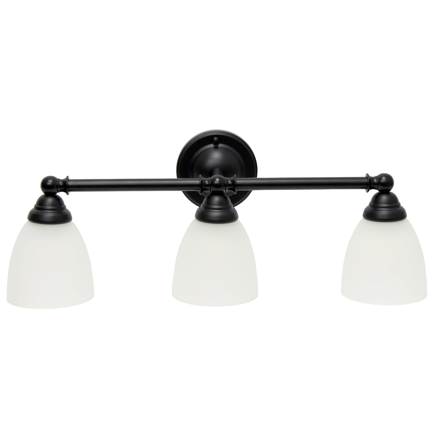 All The Rages Lalia Home Essentix Black 3-Light Metal Vanity Light With Translucent Glass Shades