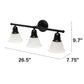 All The Rages Lalia Home Essentix Black 3-Light Vanity Light With Bell-Shaped Alabaster White Glass Shades