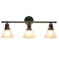 All The Rages Lalia Home Essentix Black 3-Light Vanity Light With Bell-Shaped Alabaster White Glass Shades