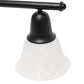 All The Rages Lalia Home Essentix Black 3-Light Vanity Light With Bell-Shaped Alabaster White Glass Shades