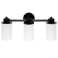 All The Rages Lalia Home Essentix Black 3-Light Vanity Light With Opaque White Glass Shades