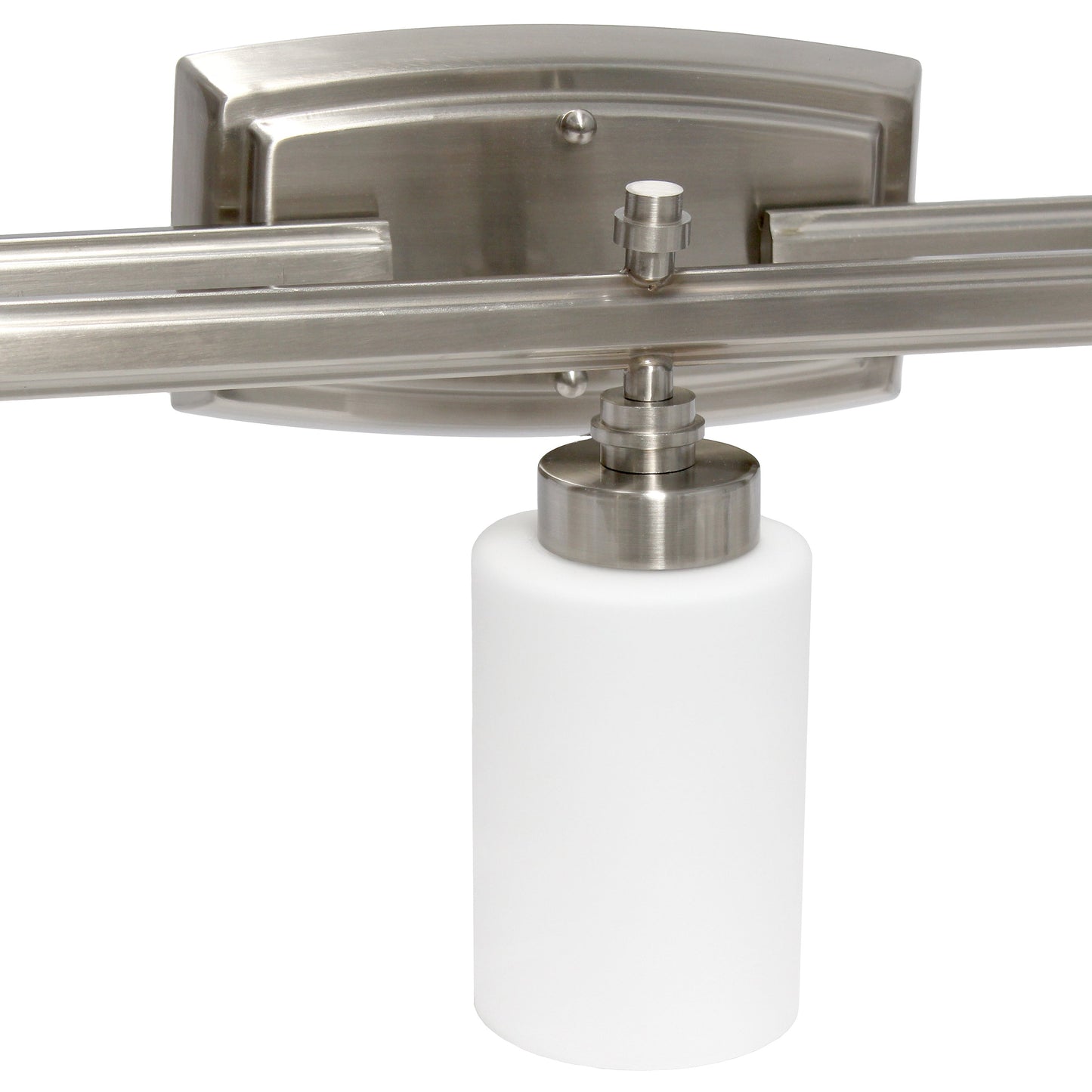 All The Rages Lalia Home Essentix Brushed Nickel 3-Light Contemporary Vanity Light With Opaque White Glass Shades