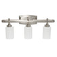 All The Rages Lalia Home Essentix Brushed Nickel 3-Light Contemporary Vanity Light With Opaque White Glass Shades