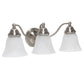 All The Rages Lalia Home Essentix Brushed Nickel 3-Light Curved Metal Vanity Light With Alabaster White Glass Shades