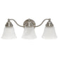 All The Rages Lalia Home Essentix Brushed Nickel 3-Light Curved Metal Vanity Light With Alabaster White Glass Shades