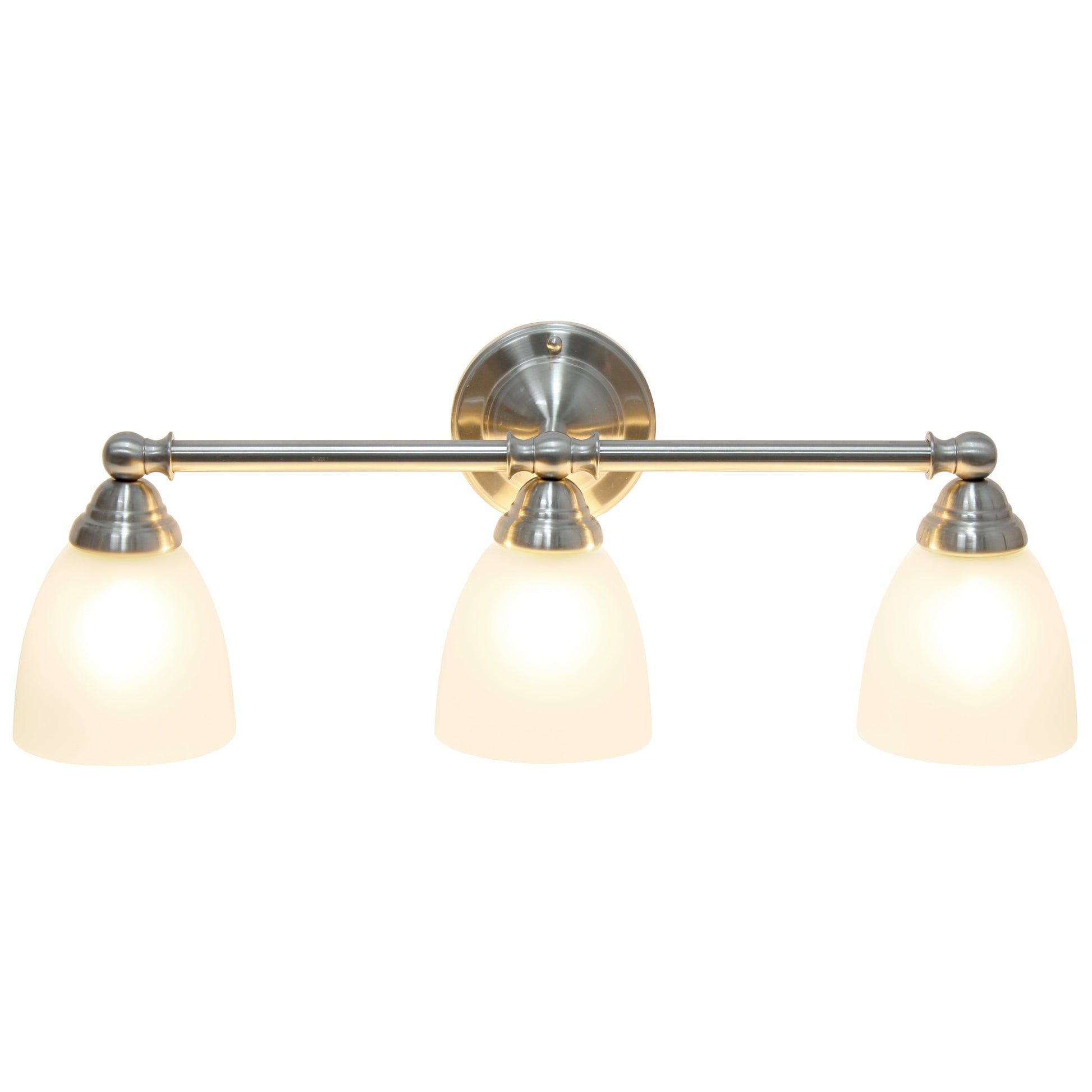 All The Rages Lalia Home Essentix Brushed Nickel 3-Light Metal Vanity Light With Translucent Glass Shades