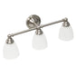 All The Rages Lalia Home Essentix Brushed Nickel 3-Light Metal Vanity Light With Translucent Glass Shades