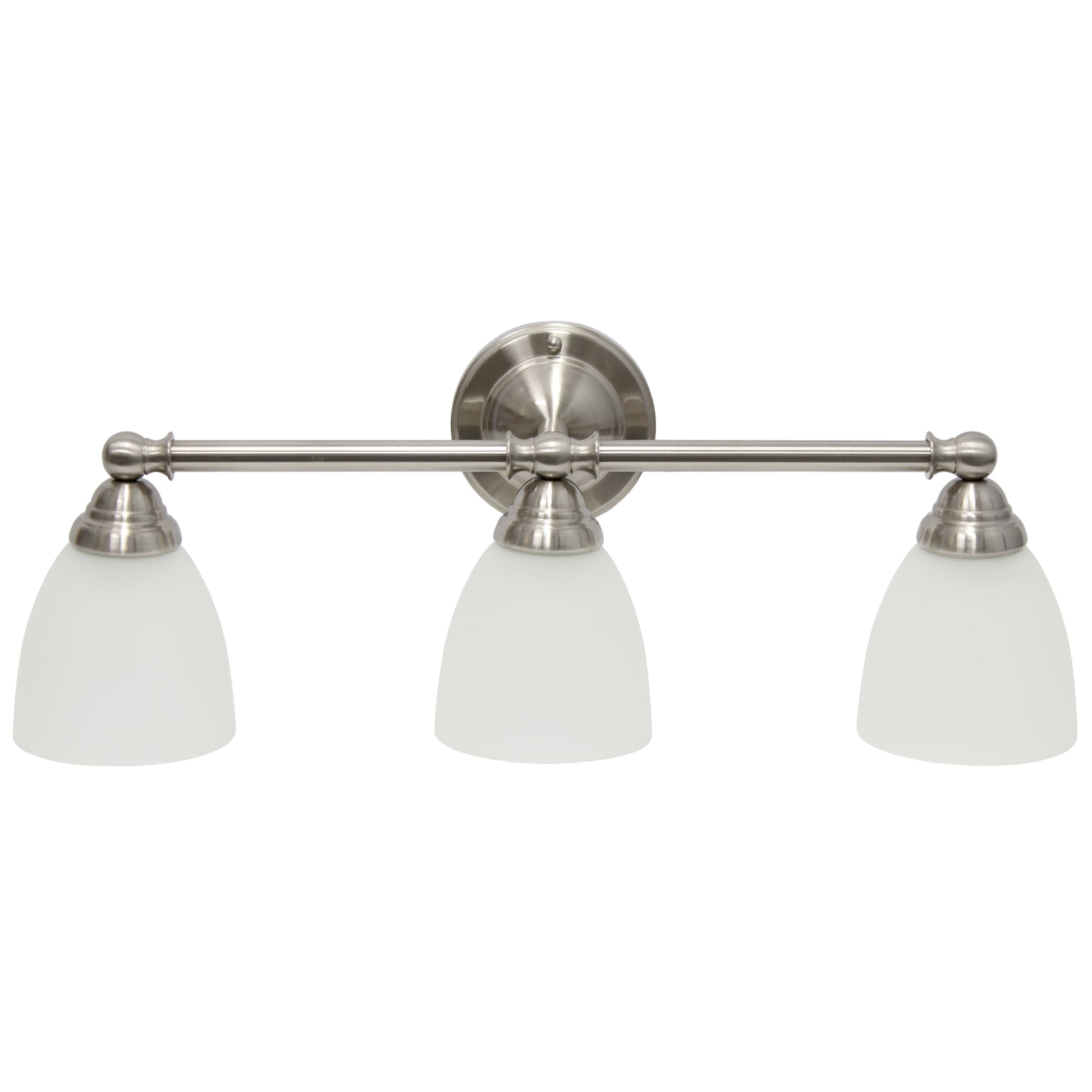 All The Rages Lalia Home Essentix Brushed Nickel 3-Light Metal Vanity Light With Translucent Glass Shades