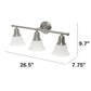 All The Rages Lalia Home Essentix Brushed Nickel 3-Light Vanity Light With Bell-Shaped Alabaster White Glass Shades