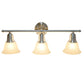 All The Rages Lalia Home Essentix Brushed Nickel 3-Light Vanity Light With Bell-Shaped Alabaster White Glass Shades