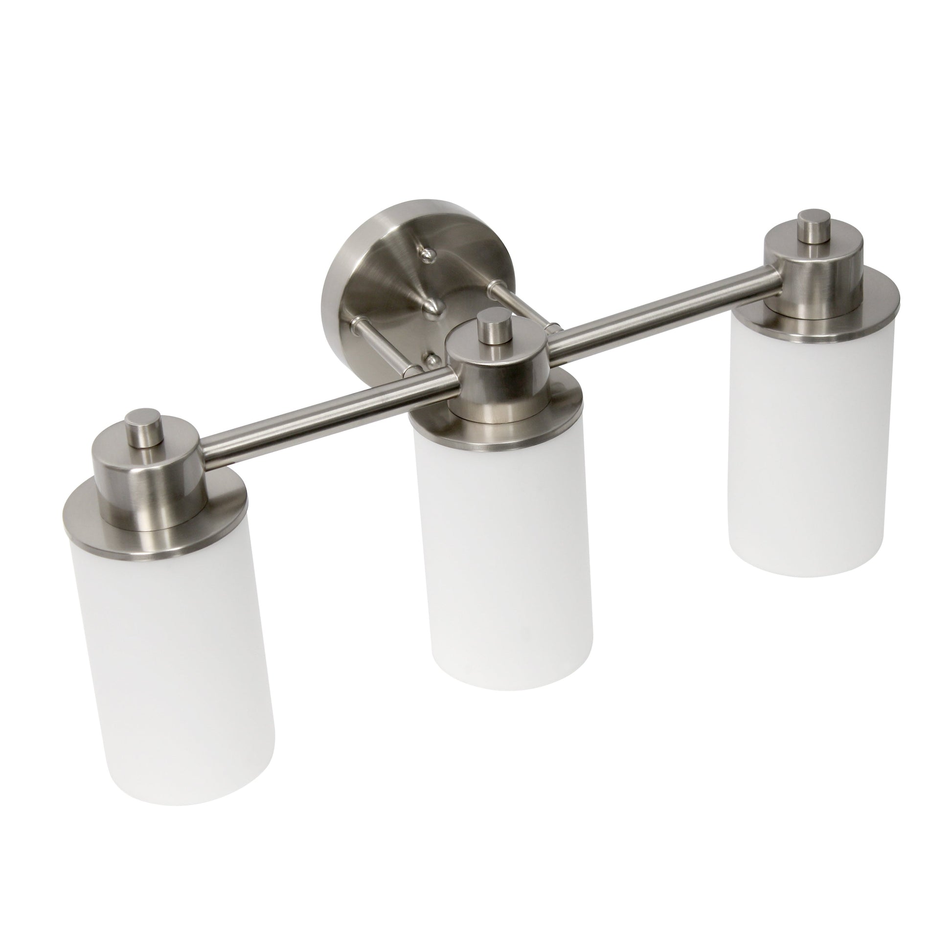 All The Rages Lalia Home Essentix Brushed Nickel 3-Light Vanity Light With Opaque White Glass Shades