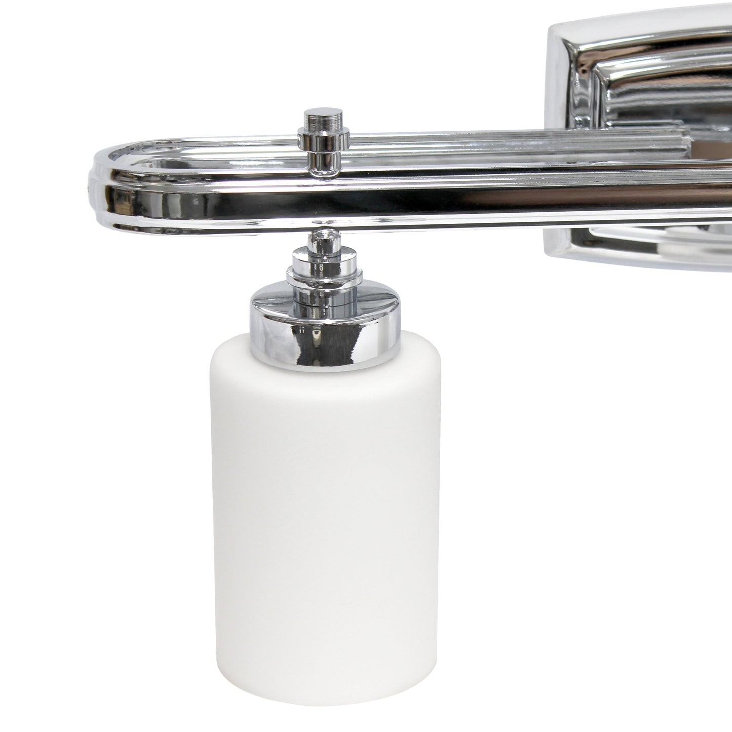 All The Rages Lalia Home Essentix Chrome 3-Light Contemporary Vanity Light With Opaque White Glass Shades