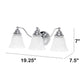 All The Rages Lalia Home Essentix Chrome 3-Light Curved Metal Vanity Light With Alabaster White Glass Shades