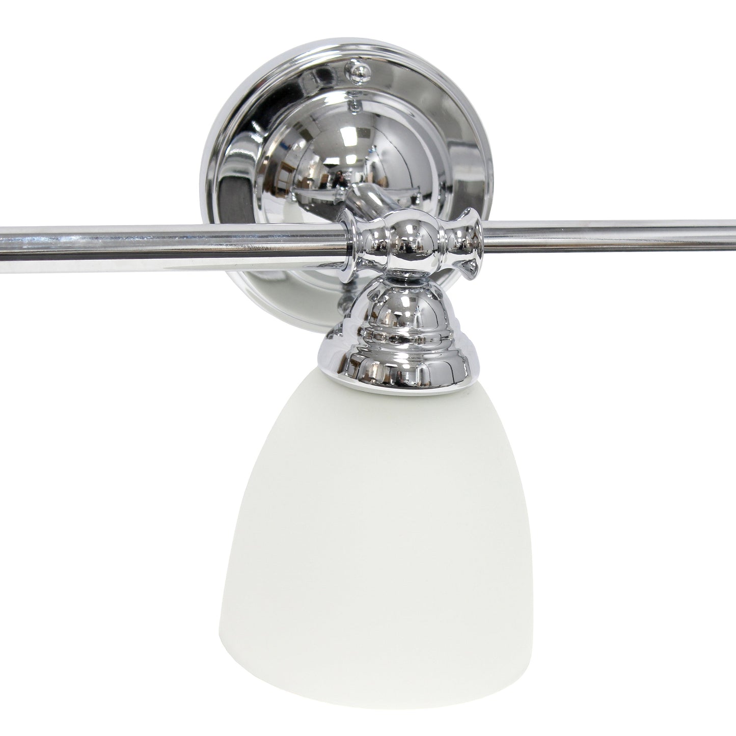 All The Rages Lalia Home Essentix Chrome 3-Light Metal Vanity Light With Translucent Glass Shades