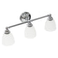 All The Rages Lalia Home Essentix Chrome 3-Light Metal Vanity Light With Translucent Glass Shades