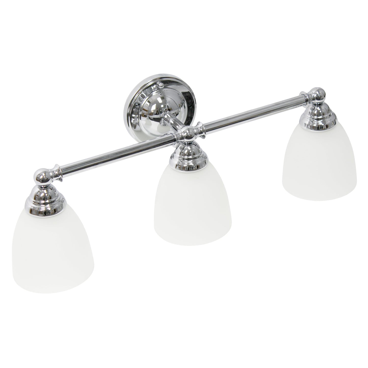 All The Rages Lalia Home Essentix Chrome 3-Light Metal Vanity Light With Translucent Glass Shades