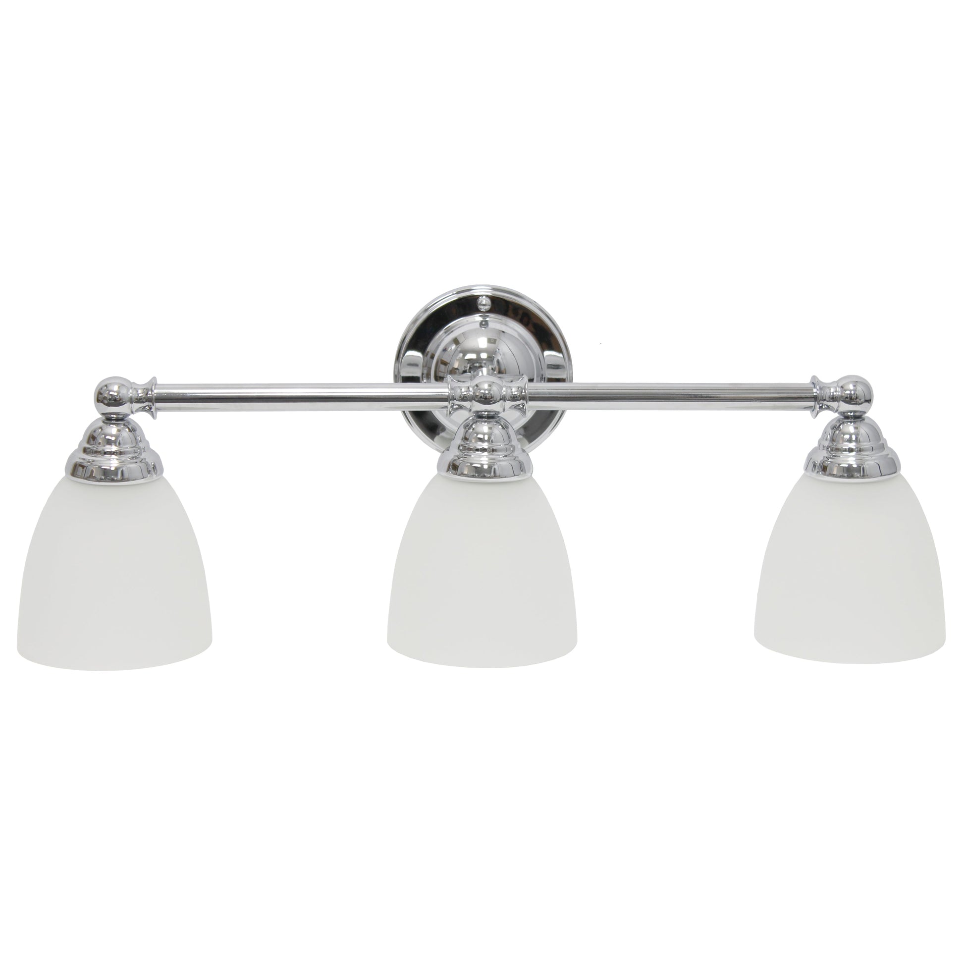 All The Rages Lalia Home Essentix Chrome 3-Light Metal Vanity Light With Translucent Glass Shades