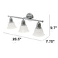 All The Rages Lalia Home Essentix Chrome 3-Light Vanity Light With Bell-Shaped Alabaster White Glass Shades